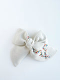 Hand Embroidered Bow - Chunky - Off White - Christmas Lights