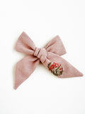 Hand Embroidered Bow - Large Hand Tied - Pink Mushie