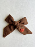 Hand Embroidered Bow - Large Hand Tied - Pumpkin
