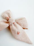 Hand Embroidered Bow - Large Hand Tied - Hearts