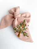Hand Embroidered Bow - Chunky - Christmas Tree (w/bead detail)