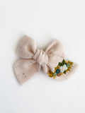 Hand Embroidered Bow - Chunky - Confetti - Blue Floral Bunch