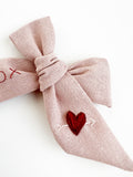 Hand Embroidered Bow - Large Hand Tied - Heart & XOX