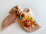 Hand Embroidered Bow - Chunky - Pink - Floral Bunch