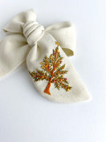 Hand Embroidered Bow - Chunky - Christmas Tree (w/thread “bead” & sequin detail)