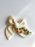 Hand Embroidered Bow - Chunky - Wildflowers
