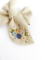 Hand Embroidered Floral Bunch - Chunky Hand Tied Bow