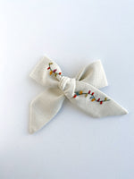 Hand Embroidered Bow - Large Hand Tied - Lights