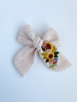 Hand Embroidered Bow - Chunky - Pink Confetti - Floral Bunch