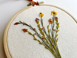 Hand Embroidered 4inch Hoop - Bright Wildflowers + Bee