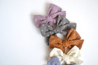 Purple Embroidered Bow, Children's Hair Accessories, Hair Bows